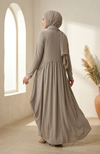Robe Hijab à Poches En Tissu Sable 5656-02 Vison 5656-02