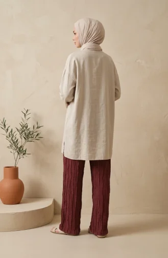 Strukturierte Strickhose Mit Elastischem Bund 0740-01 Burgunderrot 0740-01
