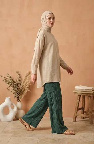 Pantalon En Maille Texturée Avec Taille élastique 0740-03 Kaki 0740-03