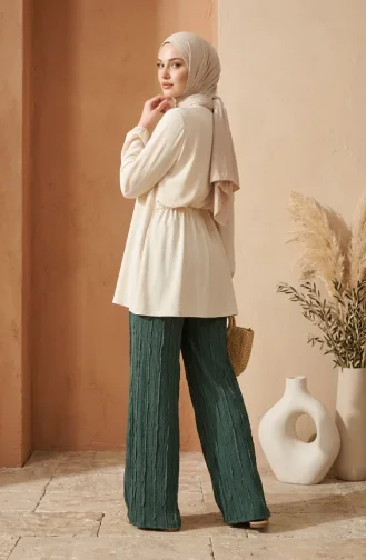 Pantalon En Maille Texturée Avec Taille élastique 0740-03 Kaki 0740-03