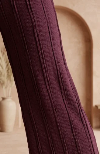 Pantalon En Maille Texturée Avec Taille élastiquée 0740-05 Violet 0740-05