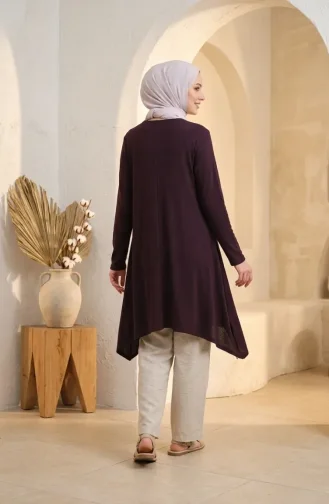 تونيك طويل بقصة غير متماثلة من قماش الكريب 0562-01 لون برقوقي 0562-01