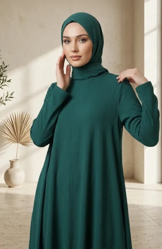 تونيك طويل بقصة غير متماثلة من قماش الكريب 0562-06 بترولي 0562-06