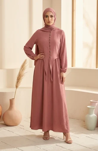 Ensemble Hijab Deux Pièces à Boutons Et Manches élastiquées Rose 2288-08 2288-08