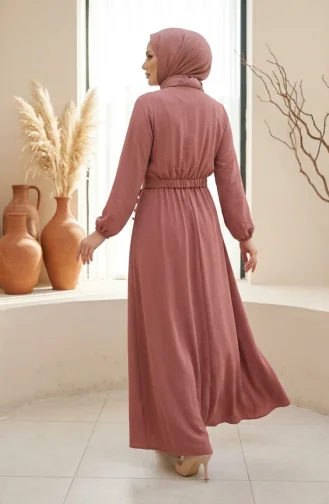 Ensemble Hijab Deux Pièces à Boutons Et Manches élastiquées Rose 2288-08 2288-08
