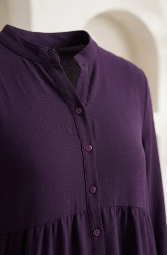 Robe Hijab à Boutons Et à Plusieurs épaisseurs En Tissu Aerobin 4124-01 Violet 4124-01
