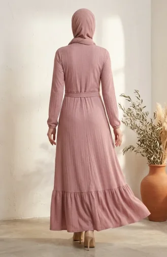 Kleid Mit Raffungen Und Gürtel Hijab-Stil 5589-02 Puderrosa 5589-02