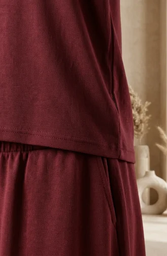 Ensemble Hijab Deux Pièces En Coton Coupe Décontractée 0333-01 Bordeaux 0333-01
