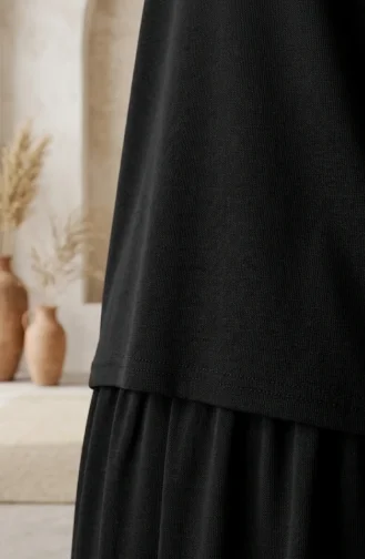 Ensemble Hijab Deux Pièces En Coton Coupe Décontractée 0333-02 Noir 0333-02