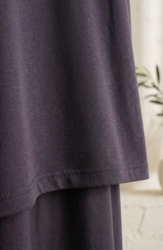 Ensemble Hijab Deux Pièces En Coton Coupe Décontractée 0333-03 Anthracite 0333-03
