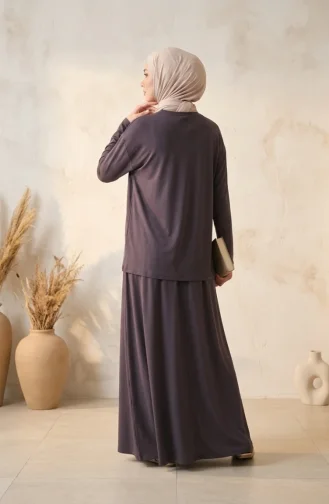 Ensemble Hijab Deux Pièces En Coton Coupe Décontractée 0333-03 Anthracite 0333-03