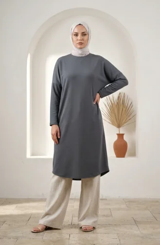 Tunique Grande Taille Coupe Décontractée De Saison Opaque 8773-02 Anthracite 8773-02