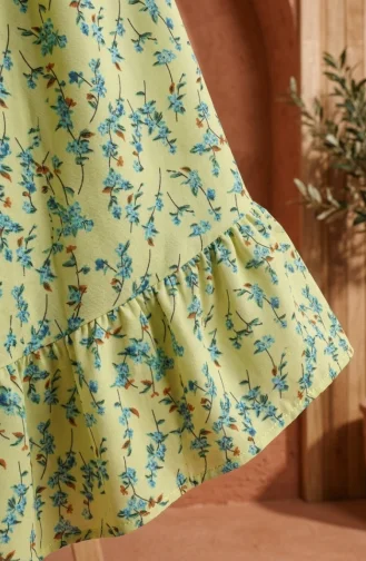 Jupe à Taille élastique Et Motif Floral 0303-01 Jaune 0303-01
