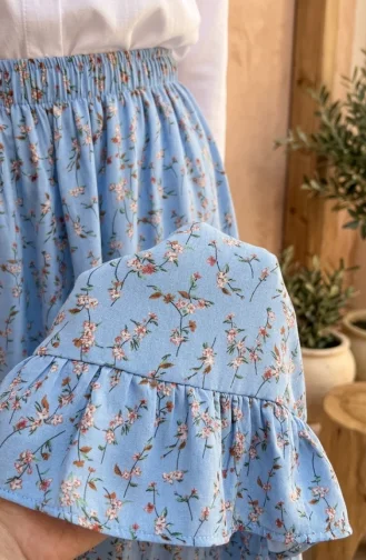 Rock Mit Elastischem Bund Und Blumenmuster Farbe: Eisblau Artikelnummer: 0303-02 0303-02