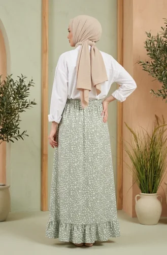 Jupe à Motif Floral Avec Taille élastique 0304-02 Kaki 0304-02