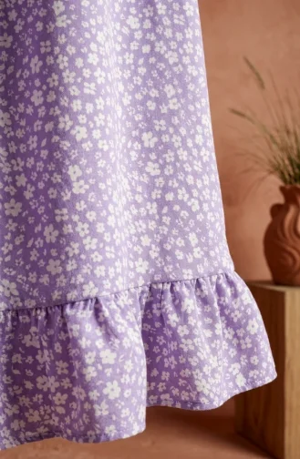 Jupe à Taille élastique Et Motif Floral 0304-03 Lilas 0304-03
