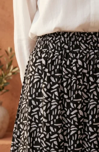 Jupe à Motif Géométrique Avec Taille élastiquée 0305-01 Noire 0305-01