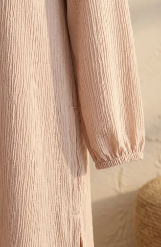 Bürümcük Kumaş Tunik Pantolon Tesettür ikili Takım 0571-08 Bej