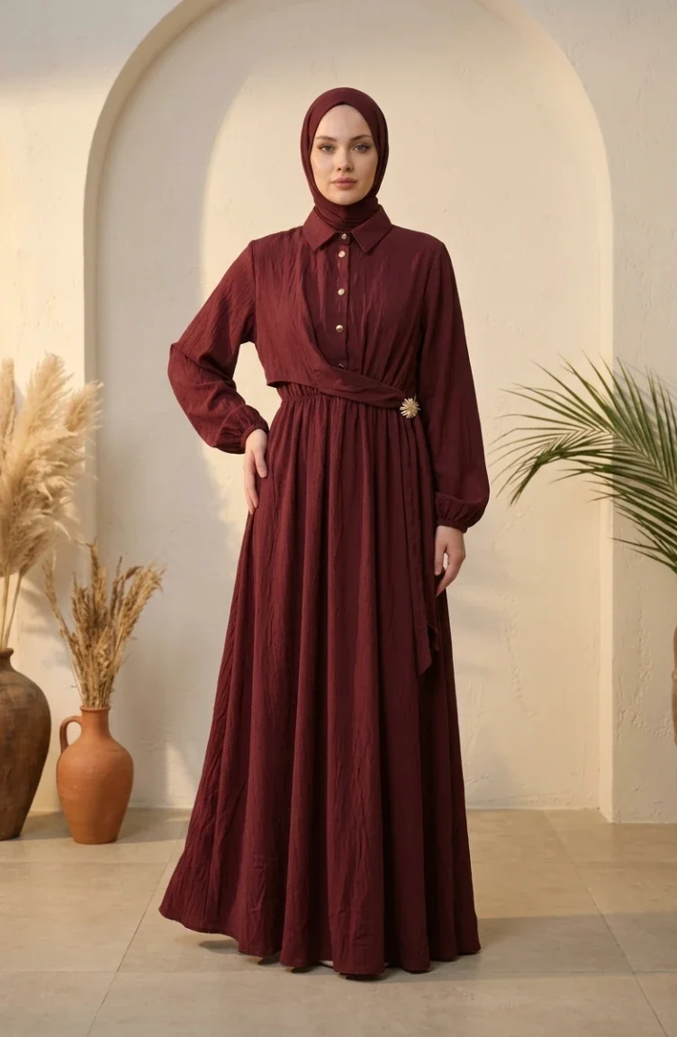 Robe Hijab Bordeaux 0319-06