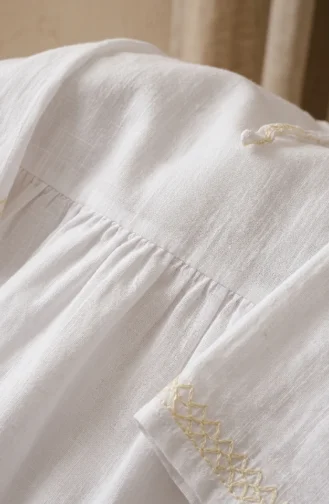 Robe Hijab En Tissu Şile 6880-01 Blanc 6880-01