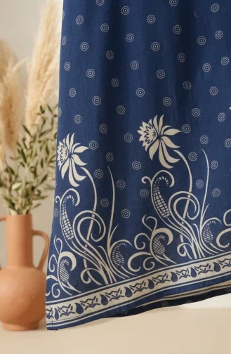 Viscose Fabric Patterned Tunic 1016-04 Indigo 1016-04