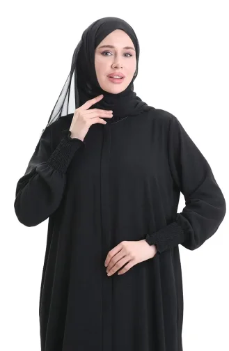 Abaya En Lin Crème 5095-01 Noir 5095-01