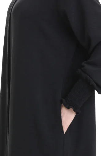 Abaya En Lin Crème 5095-01 Noir 5095-01