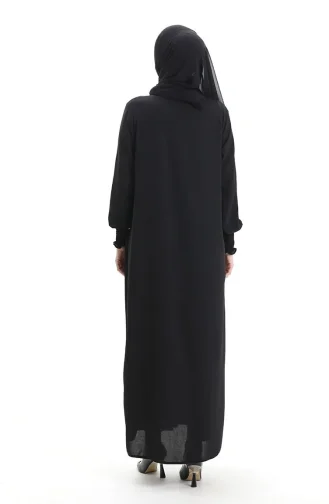 Abaya En Lin Crème 5095-01 Noir 5095-01