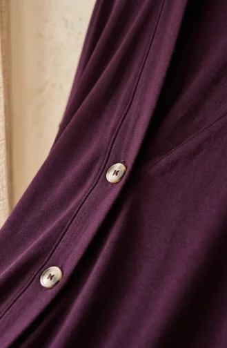 Two-Thread Buttoned Long Cardigan 0181-05 Plum 0181-05