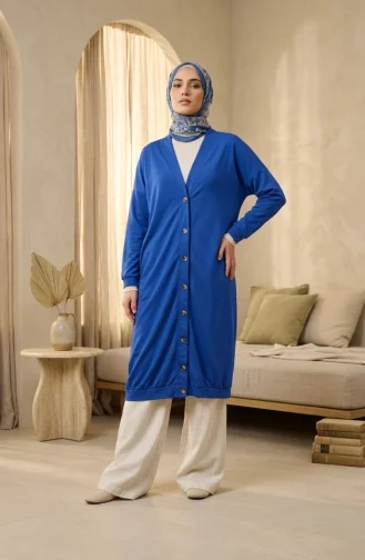 كارديجان طويل بأزرار مزدوجة 0181-06 أزرق داكن 0181-06