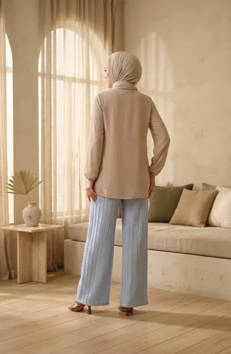 Weite Crêpe-Hose Mit Elastischem Bund Farbe: Eisblau Modell: 0334-04 0334-04