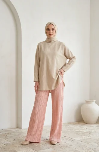 Weite Crêpe-Hose Mit Elastischem Bund Farbe: Puderrosa Modell 0334-05 0334-05