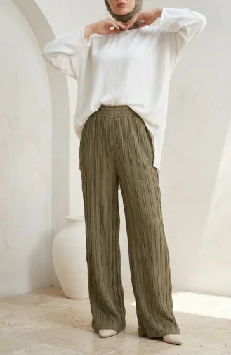 Weite Hose Aus Kreppstoff Mit Elastischem Bund Modell 0334-07 Khaki 0334-07