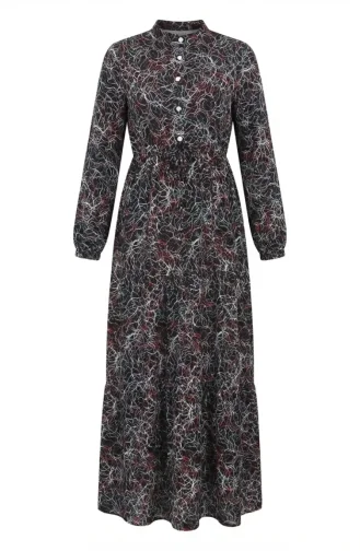 Robe à Motifs Mixtes 0352-05 Noir 0352-05