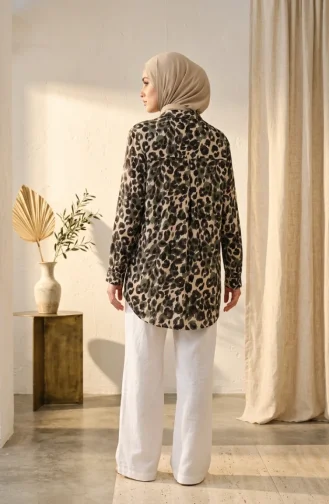 Viscose Overhemd Met Luipaardprint 32543-02 Khaki 32543-02
