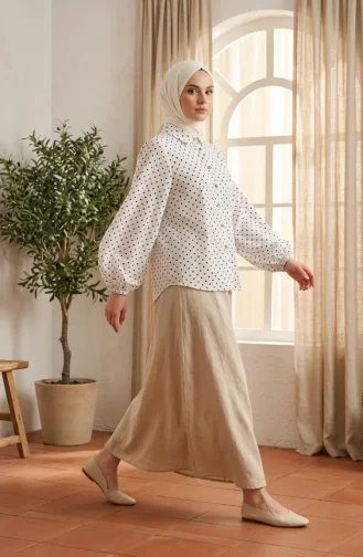 Chemise à Pois En Viscose Blanche 6240-03 6240-03