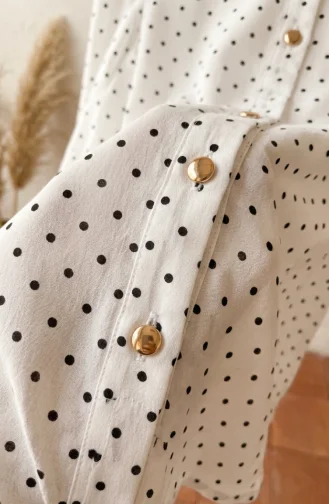 Chemise à Pois En Viscose Blanche 6240-03 6240-03