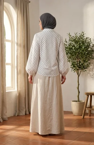 Chemise à Pois En Viscose Blanche 6240-03 6240-03