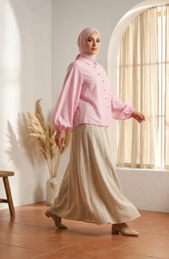 Viskose-Stoffhemd Mit Polka-Dots 6240-04 Rosa 6240-04