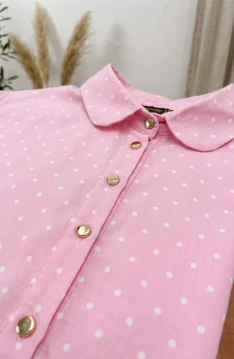 Viskose-Stoffhemd Mit Polka-Dots 6240-04 Rosa 6240-04