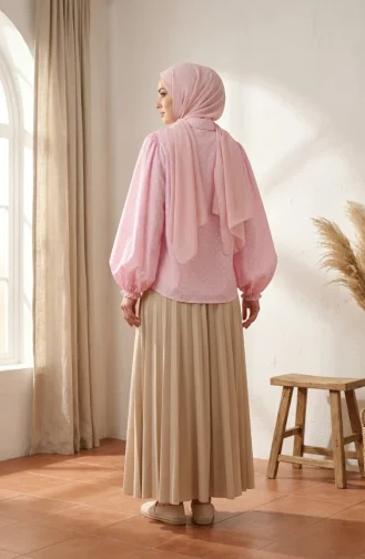 Viskose-Stoffhemd Mit Polka-Dots 6240-04 Rosa 6240-04
