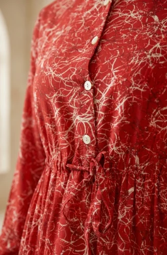 Mixed Pattern Dress 0352-03 Burgundy 0352-03
