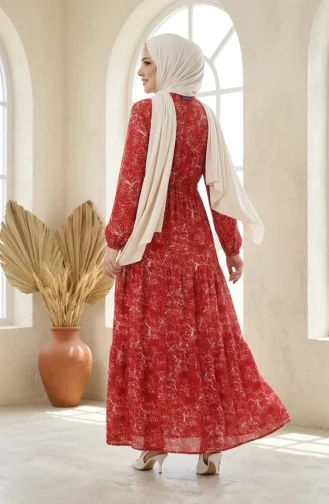 Mixed Pattern Dress 0352-03 Burgundy 0352-03