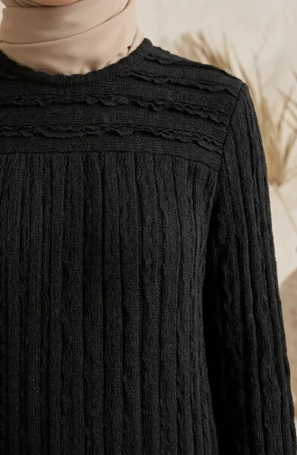 Hijab-Kleid Mit Rüschen Und Elastischen Ärmeln Modell 0560-04 Schwarz 0560-04