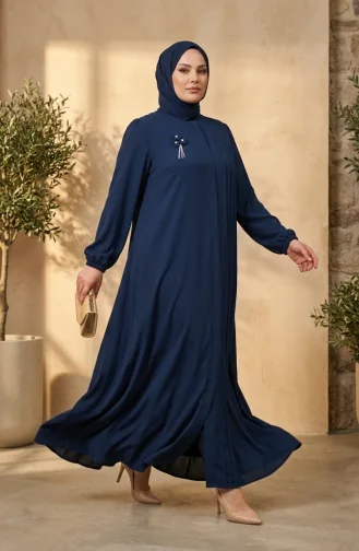 عباية بمقاسات كبيرة بتفاصيل مضلعة 6373-06 بترولي 6373-06