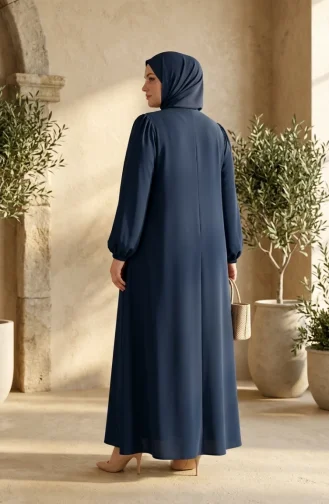 عباية بمقاسات كبيرة بتفاصيل مضلعة 6373-06 بترولي 6373-06