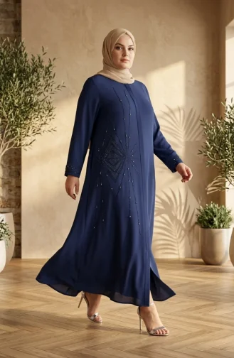 عباية مزينة بسحاب مخفي بمقاسات كبيرة 6388-02 بارليمنت 6388-02