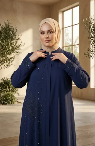عباية مزينة بسحاب مخفي بمقاسات كبيرة 6388-02 بارليمنت 6388-02