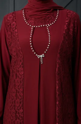 Plus Size Spitzenweste Kleid Zweiteiler 4123-03 Weinrot 4123-03