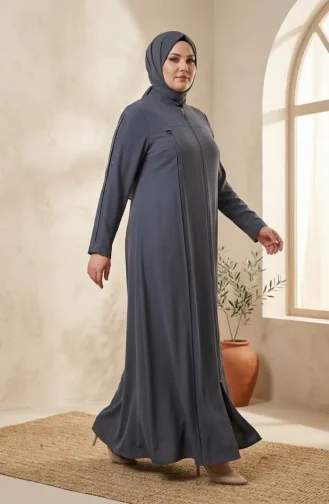 Plus Size Abaya Met Ringdetails 6401-01 Grijs 6401-01